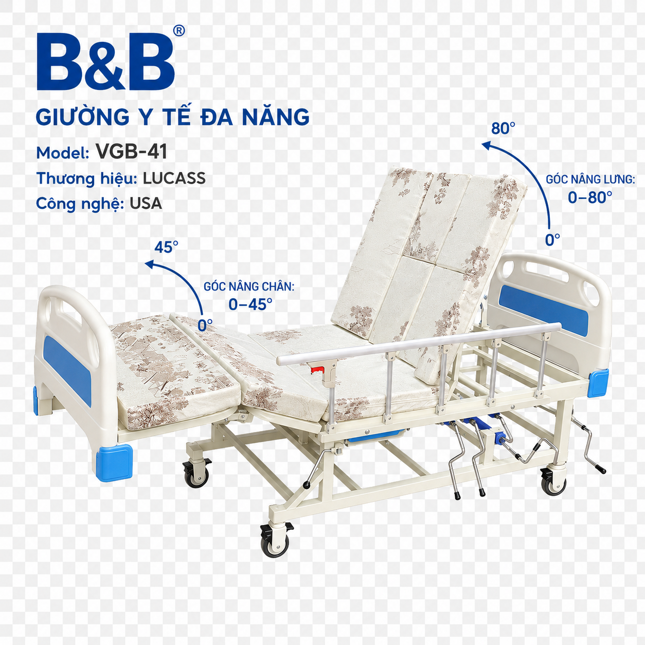 Giường Y Tế 4 tay quay Lucas VGB-C41