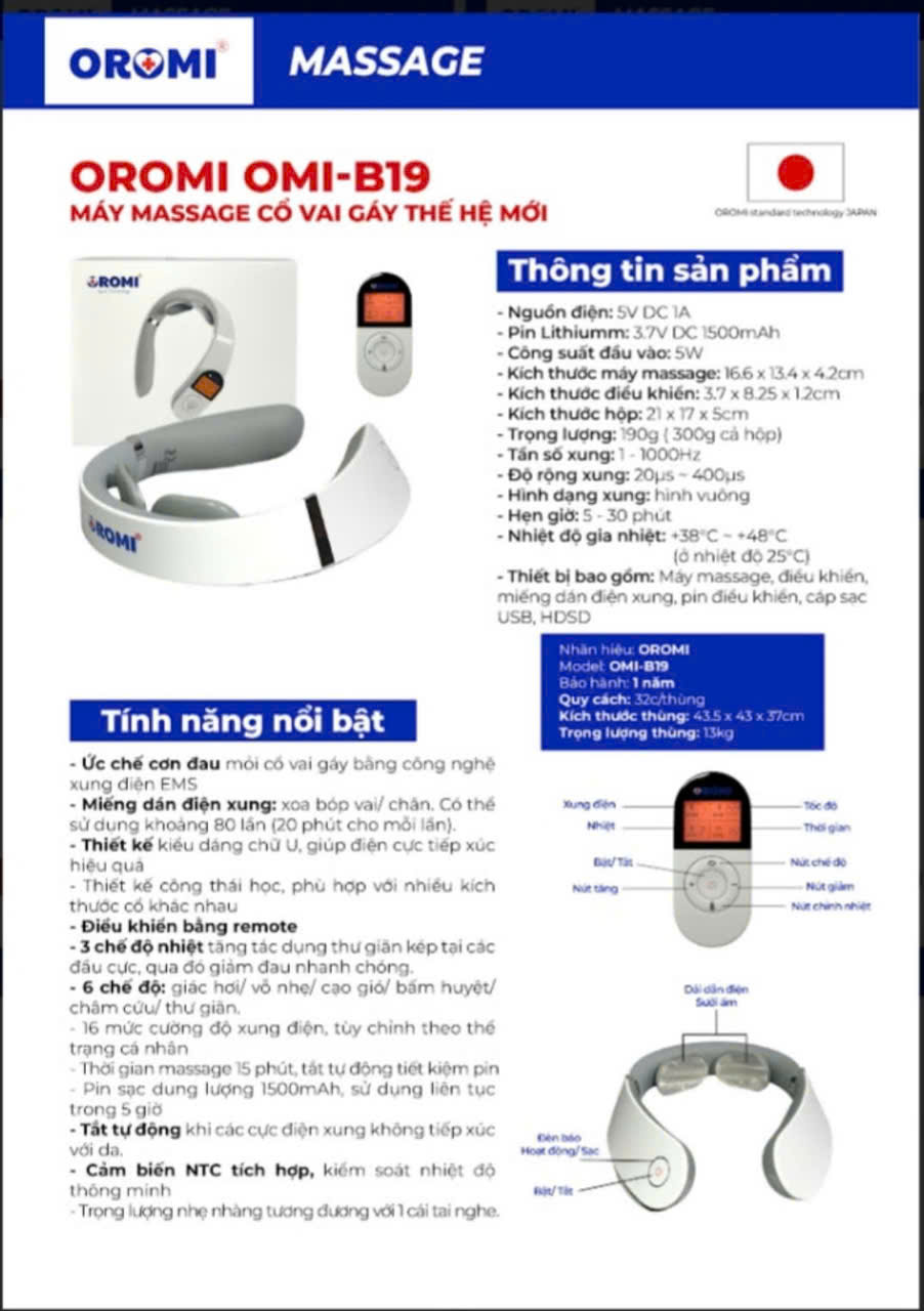 Máy Massage Cổ Vai Gáy- OMI-B19 