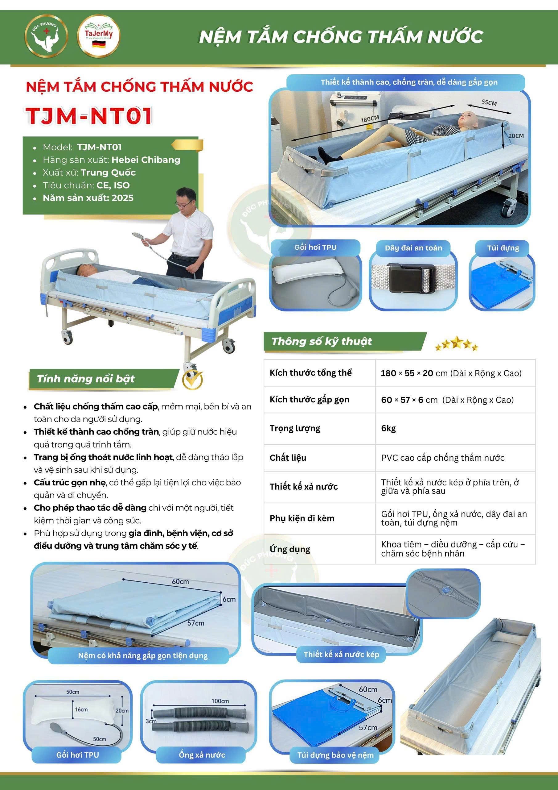 Đệm tắm cho người bệnh trên giường NT01