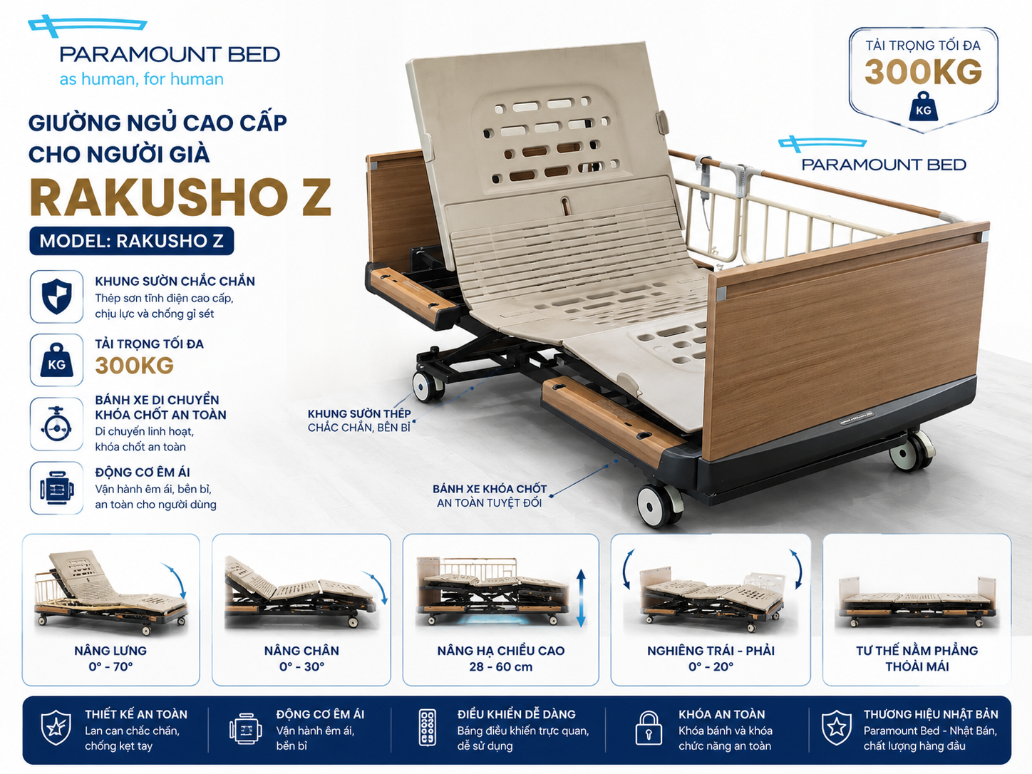 Giường Paramount Bed Rakusho Z cho người già