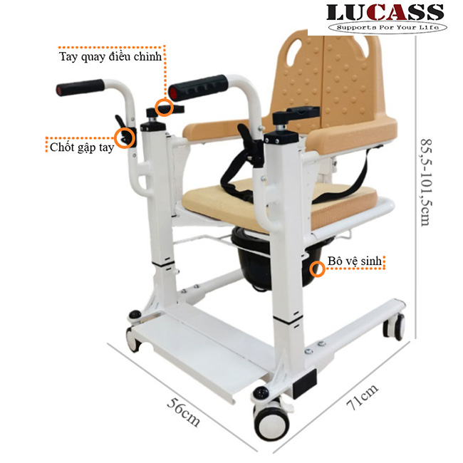 Xe nâng hạ bệnh nhân Lucass D100 trưng bày mới 95%
