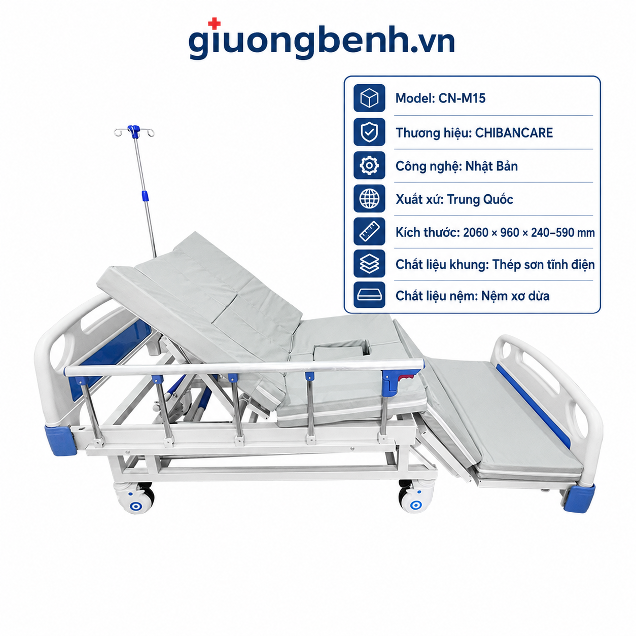 Giường y tế 4 tay quay Chibancare CN-M15